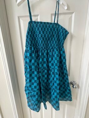 torrid Teal Checkered Tiered Sundress with Smocked Bodice
